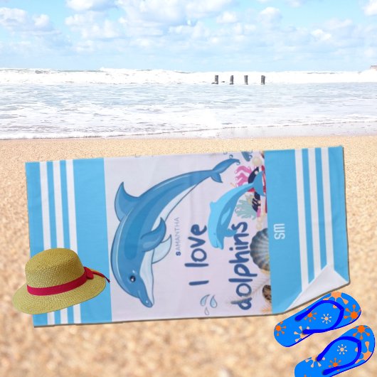 Modern & Cool Ik hou van dolfijnen Quotes Naam  Strandlaken