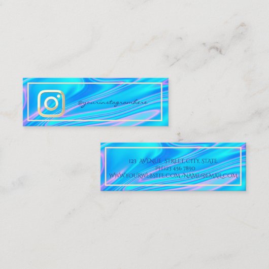 Modern Cool Instagram Holographic Mini Visitekaartje (Voorkant / Achterkant)