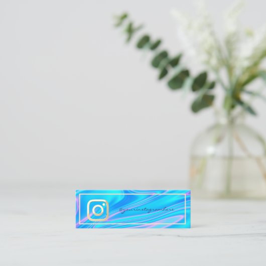 Modern Cool Instagram Holographic Mini Visitekaartje (Staand voorkant)