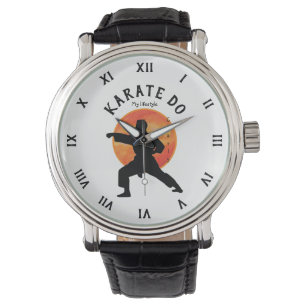 Modern Cool Karate Zwart Rising Sun Martial Arts Horloge