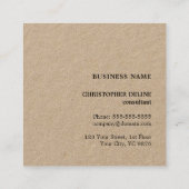 Modern Cool Kraft Black Monogram Consultant Vierkante Visitekaartje (Achterkant)