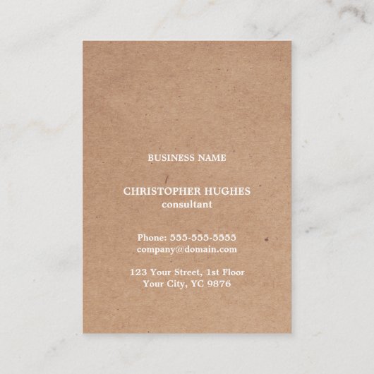 Modern Cool Kraft Papier (gedrukt) Wit Monogram Visitekaartje (Achterkant)