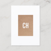 Modern Cool Kraft Papier (gedrukt) Wit Monogram Visitekaartje (Voorkant)