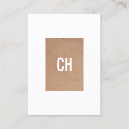 Modern Cool Kraft Papier (gedrukt) Wit Monogram Visitekaartje (Voorkant)