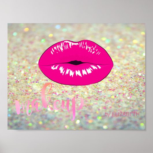Modern Cool Lips, Glitter Makeup kunstenaar Poster (Voorkant)