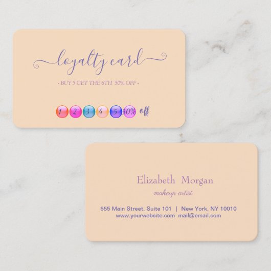 Modern Cool Makeup Loyalty Kaart (Voorkant / Achterkant)