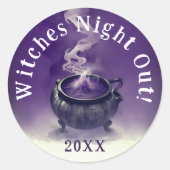 Modern Cool Meisjes Night Out Paarse Heksenketel Ronde Sticker (Voorkant)