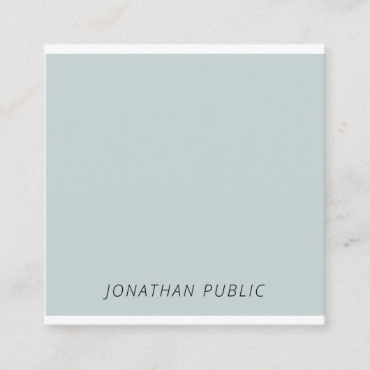 Modern Cool Minimalist Blauw Groen Eenvoudige Sjab Vierkante Visitekaartje (Voorkant)