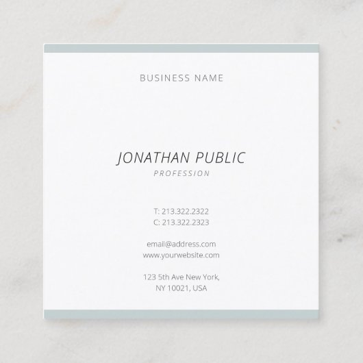 Modern Cool Minimalist Blauw Groen Eenvoudige Sjab Vierkante Visitekaartje (Achterkant)