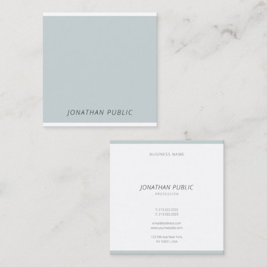 Modern Cool Minimalist Blauw Groen Eenvoudige Sjab Vierkante Visitekaartje (Voorkant / Achterkant)