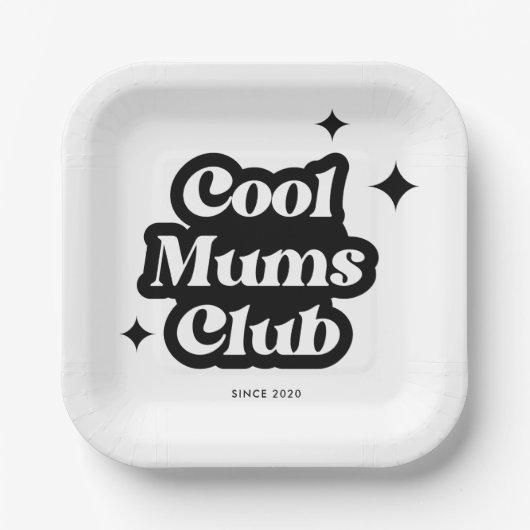 Modern Cool moeders club Retro Groovy Papieren Bordje (Voorkant)