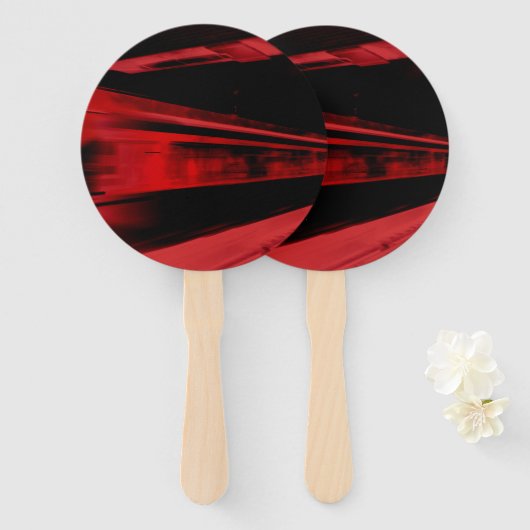 Modern, cool motief concept in rood en zwart handwaaier (Voorkant en achterkant)