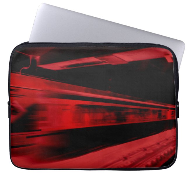 Modern, cool motief concept in rood en zwart laptop sleeve (Voorkant)