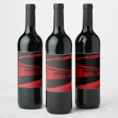 Modern, cool motief concept in rood en zwart wijn etiket (Flessen)