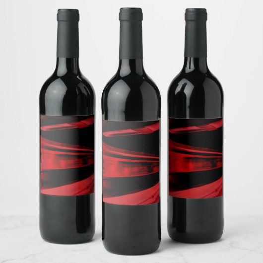 Modern, cool motief concept in rood en zwart wijn etiket (Flessen)