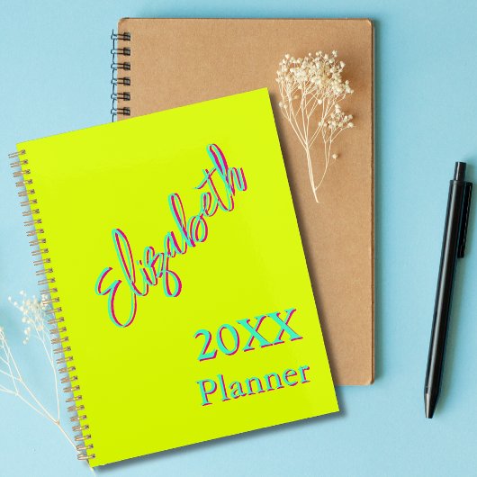 Modern Cool Neon Chartreus Wekelijks en Maandelijk Planner