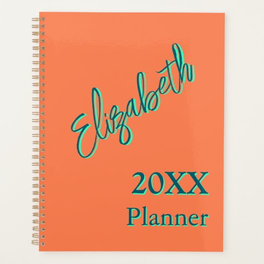 Modern Cool Neon Coral Weekly en Maandelijks 2025 Planner (Voorkant)