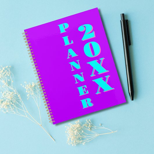 Modern Cool Neon Paarse Wekelijks en Maandelijks 2 Planner