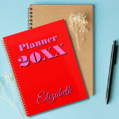 Modern Cool Neon Red Pink Wekelijks en Maandelijks Planner