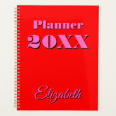 Modern Cool Neon Red Pink Wekelijks en Maandelijks Planner (Voorkant)
