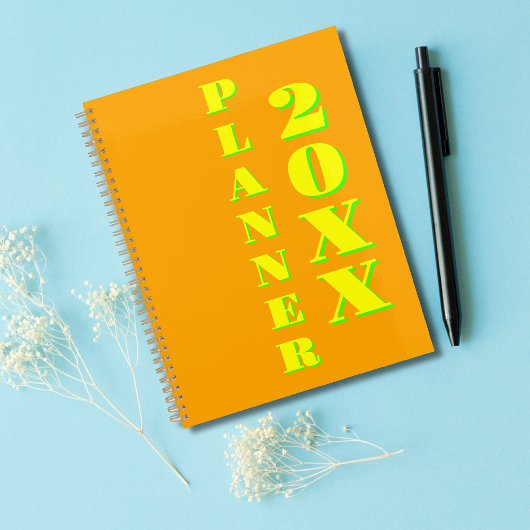 Modern Cool Neon Sinaasappel Wekelijks en Maandeli Planner