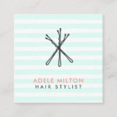 Modern Cool Pastel Bobby Pins Hair Salon Vierkante Visitekaartje (Voorkant)
