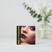 Modern Cool Photo Afbeelding Sjabloon Gele Slogan Vierkante Visitekaartje (Staand voorkant)