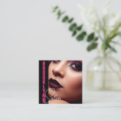 Modern Cool Photo Afbeelding Sjabloon Girly Pink S Vierkante Visitekaartje (Staand voorkant)