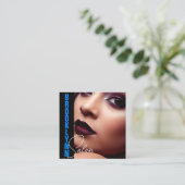 Modern Cool Photo Afbeelding Sjabloon Lichtblauw S Vierkante Visitekaartje (Staand voorkant)