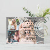 Modern Cool Photo Collage Bachelorette Party Kaart (Staand voorkant)