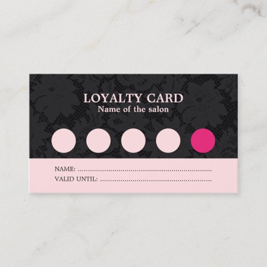 Modern Cool Pink Black Lace Salon Loyalty Kaart (Voorkant)