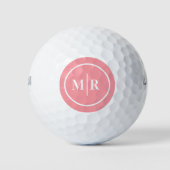 Modern Cool Pink Monogram Initiaal Golf Balls Golfballen (Voorkant)