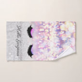 Modern Cool Pink Silver Glitter Bokeh, Faux Lashes Bad Handdoek (Handdoek)