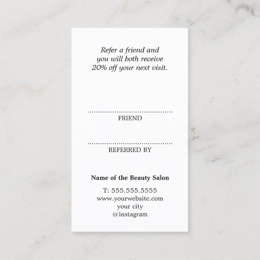 Modern Cool Pink Stripes Black Bold Salon Aanbevelingskaartje (Achterkant)