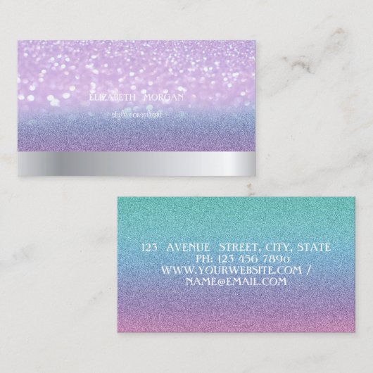 Modern Cool Professional Glitter Bokeh Ombre Visitekaartje (Voorkant / Achterkant)