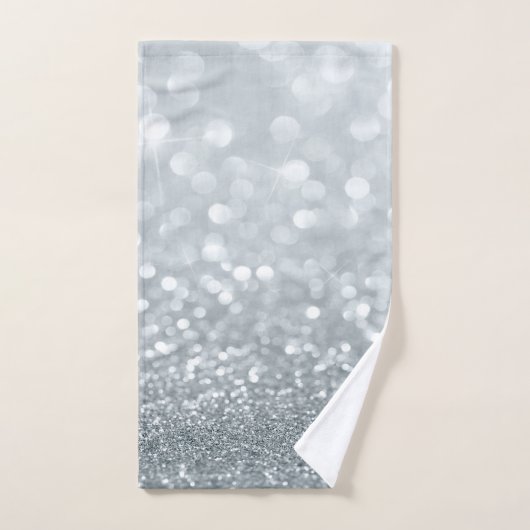 Modern Cool Silver Glitter Bokeh Bad Handdoek (Handdoek)