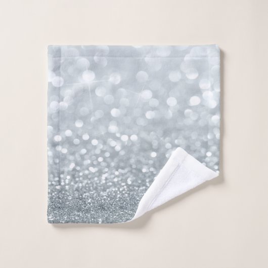 Modern Cool Silver Glitter Bokeh Bad Handdoek (Wasdoekje)