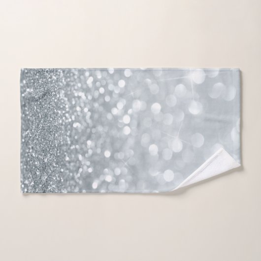 Modern Cool Silver Glitter Bokeh Bad Handdoek (Handdoek)