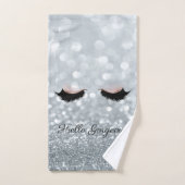 Modern Cool Silver Glitter Bokeh, Faux Lashes Bad Handdoek (Handdoek)