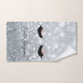 Modern Cool Silver Glitter Bokeh, Faux Lashes Bad Handdoek (Handdoek)