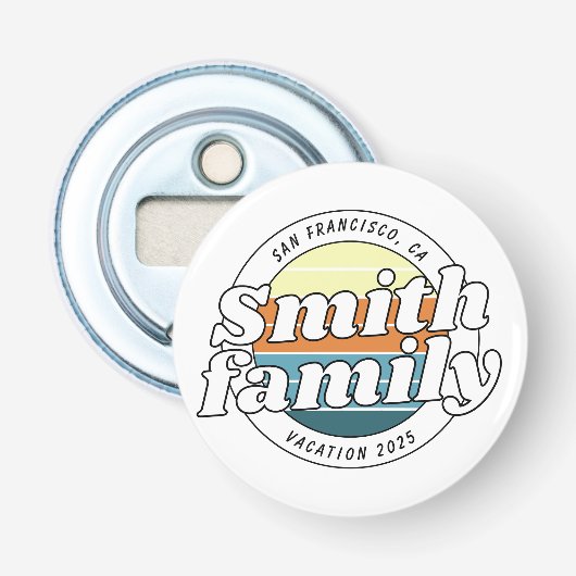 Modern Cool Simple Colorful Family Vacation Button Flesopener (Voorkant)