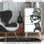 Modern Cool Steampunk Woman B&W AC8 Decoupage Tissuepapier