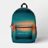 Modern Cool Sunset Gradient Blauwgroen Groen Sinaa Bedrukte Rugzak (Voorkant)