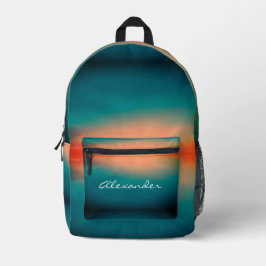 Modern Cool Sunset Gradient Blauwgroen Groen Sinaa Bedrukte Rugzak