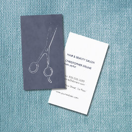 Modern Cool Textured Blue Scissor Hair Stylist Visitekaartje