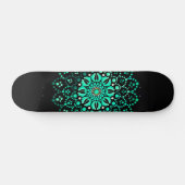 Modern Cool & Trendy Blauwgroen Dot Art Skateboard (Horizontaal)