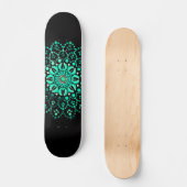 Modern Cool & Trendy Blauwgroen Dot Art Skateboard (Voorkant)