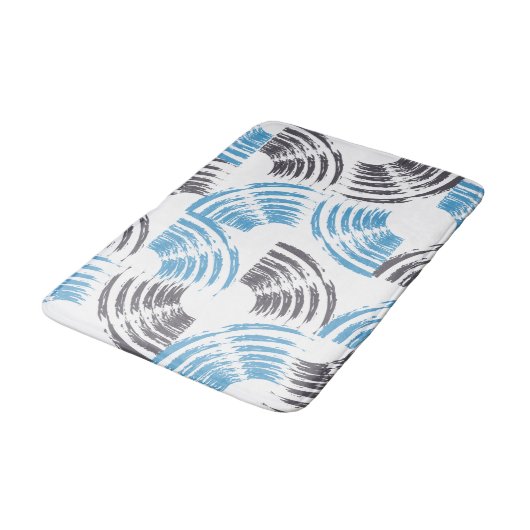 Modern, cool, trendy blue abstract brush strokes badmat (Gekanteld)