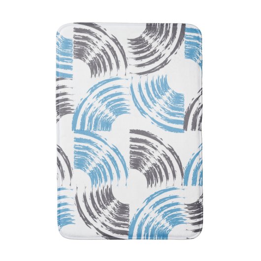 Modern, cool, trendy blue abstract brush strokes badmat (Voorkant Verticaal)