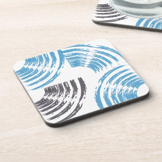 Modern, cool, trendy blue abstract brush strokes bier onderzetter (Linkerzijde)